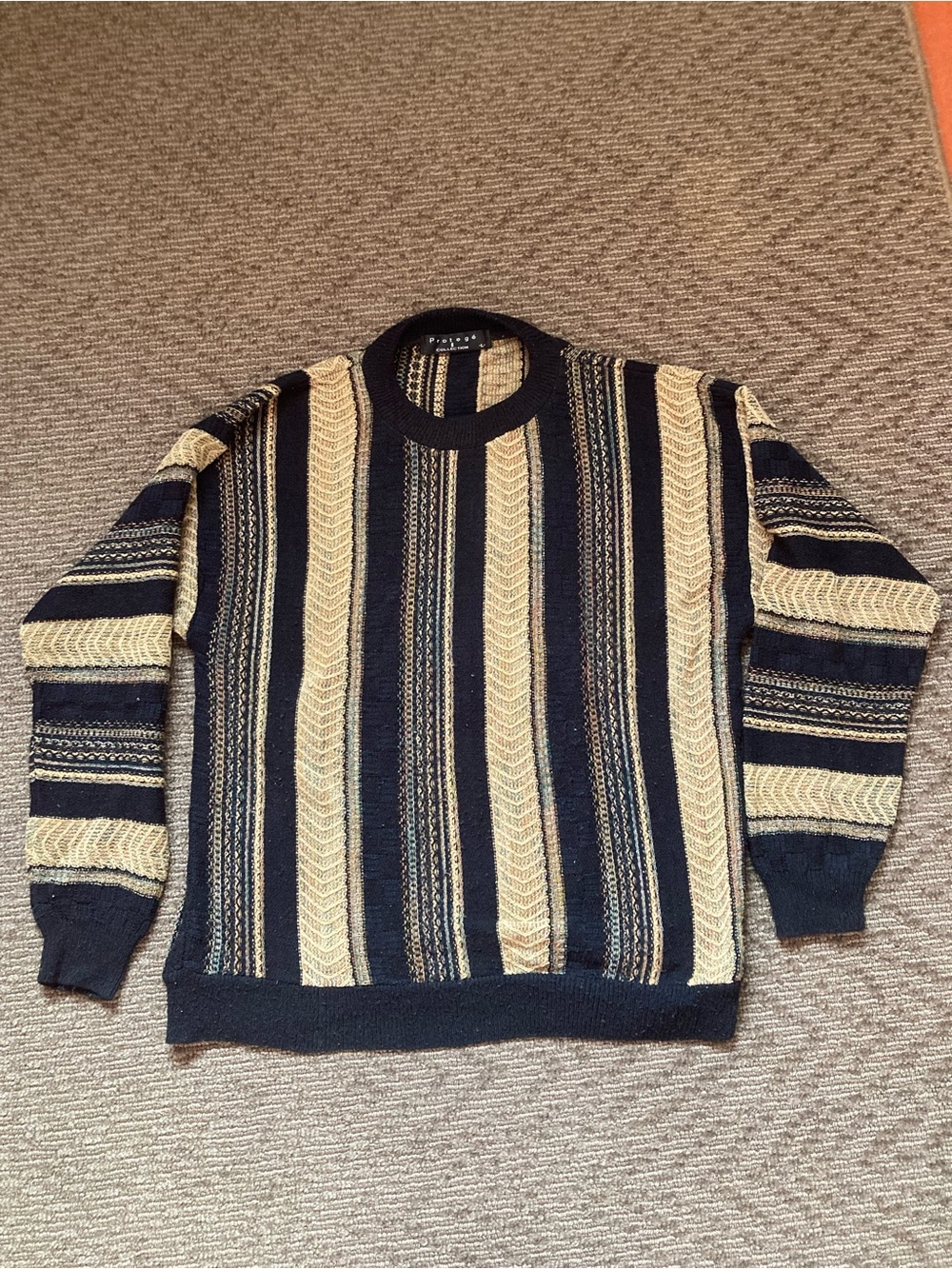 Made in USA Sweater Protege collection size large Textured Neutral 3D Knit